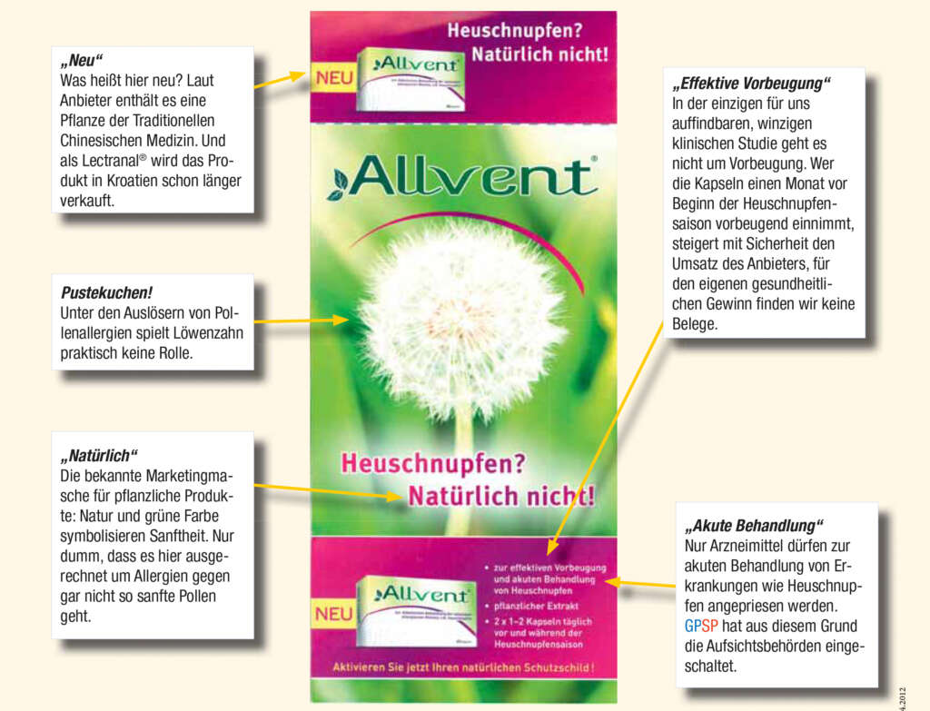 Werbung für Allvent® zur Behandlung von Heuschnupfen