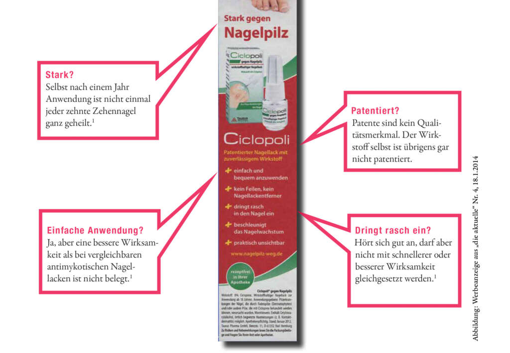 Werbung für Ciclopoli® als Nagellack gegen Nagelpilz