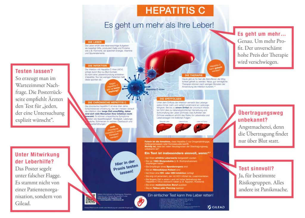 Versteckte Werbung des Pharmaunternehmen Gileads, dem Anbieter des Hepatitis-C-Medikaments Harvoni®