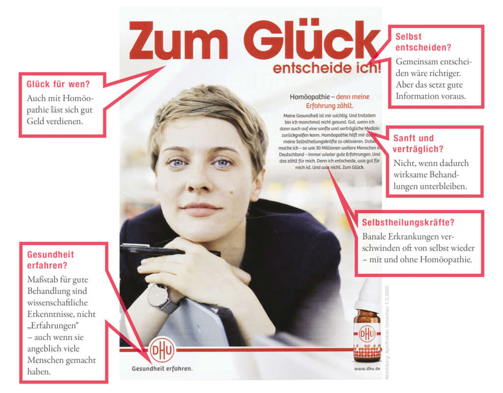 Werbung der Deutschen Homöopathie Union (DHU) für Homöopathie