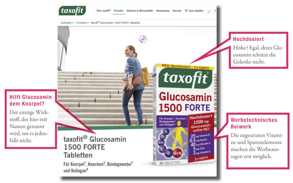 Werbung für Glucosamin bei Gelenkproblemen